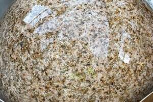 Kugeln SOL -poliert mit Bohrung- Granit dia.20cm gelb-grau